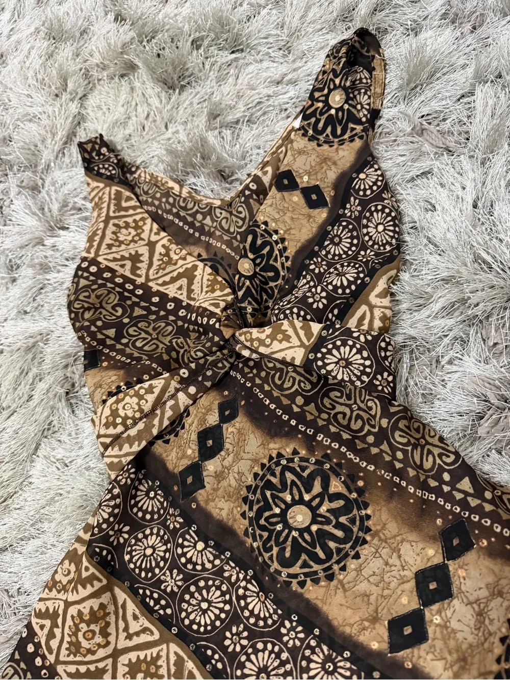 Vintage Y2K Byer California Brown & Black Patterned Top - Picture 3 of 7